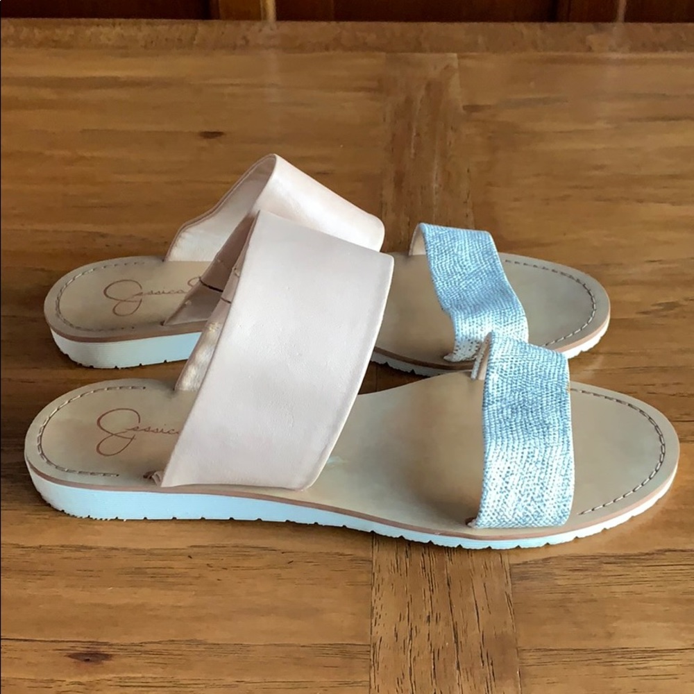2 for $20.  Blush pink & snake print sandals - size 8.5.
